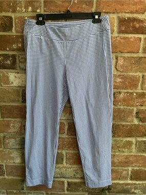 J. McLaughlin Blue Micro-Check Chinos size M